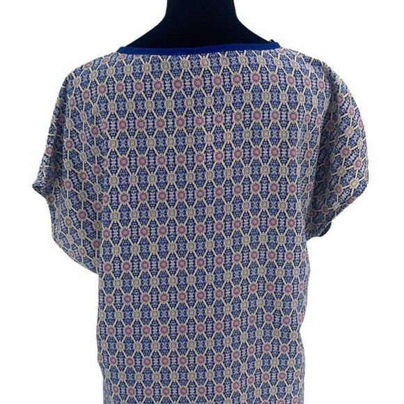 PLEIONE SHIFT DRESS Small Royal Blue/Pink/Yellow Print Capped Sleeve NWT - Picture 5 of 10
